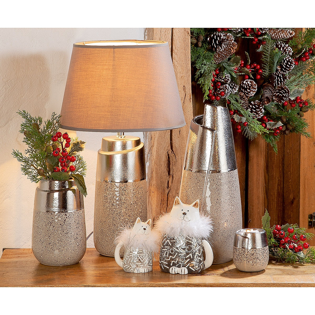 Βάζο Ασημί/Γκρι Κεραμικό 12x12x19.5