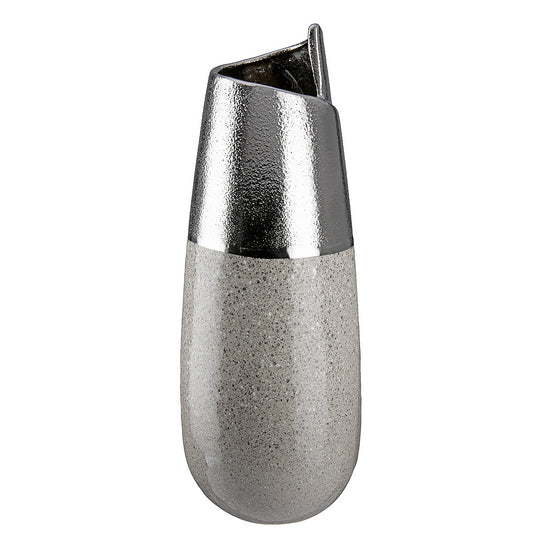 Βάζο Ασημί/Γκρι Κεραμικό 12.5x12.5x28