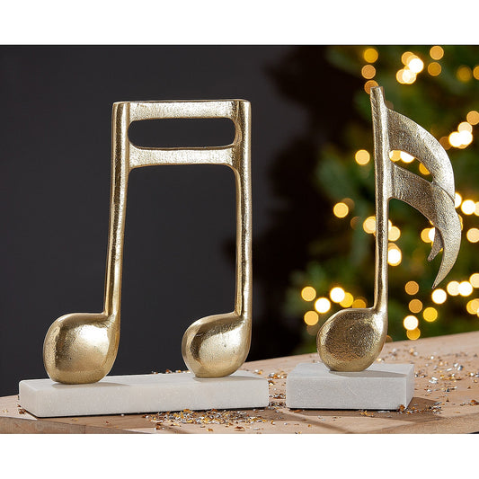 Διακοσμητικό Μουσική Νότα σε Βάση Χρυσό/Λευκό Αλουμίνιο/Μάρμαρο 7.5x20x27