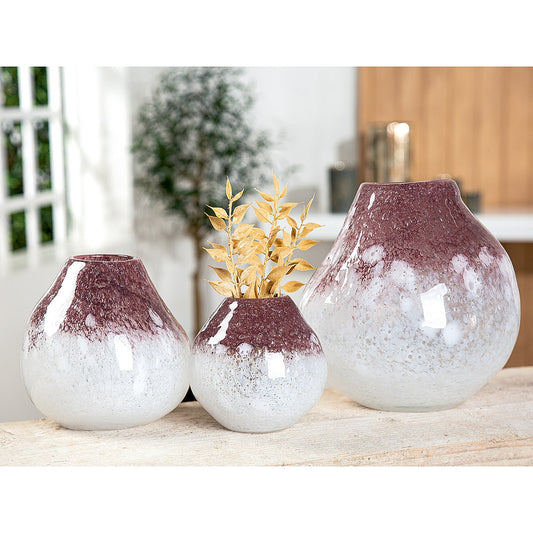 Βάζο Μοβ/Λευκό Γυαλί 13x13x13