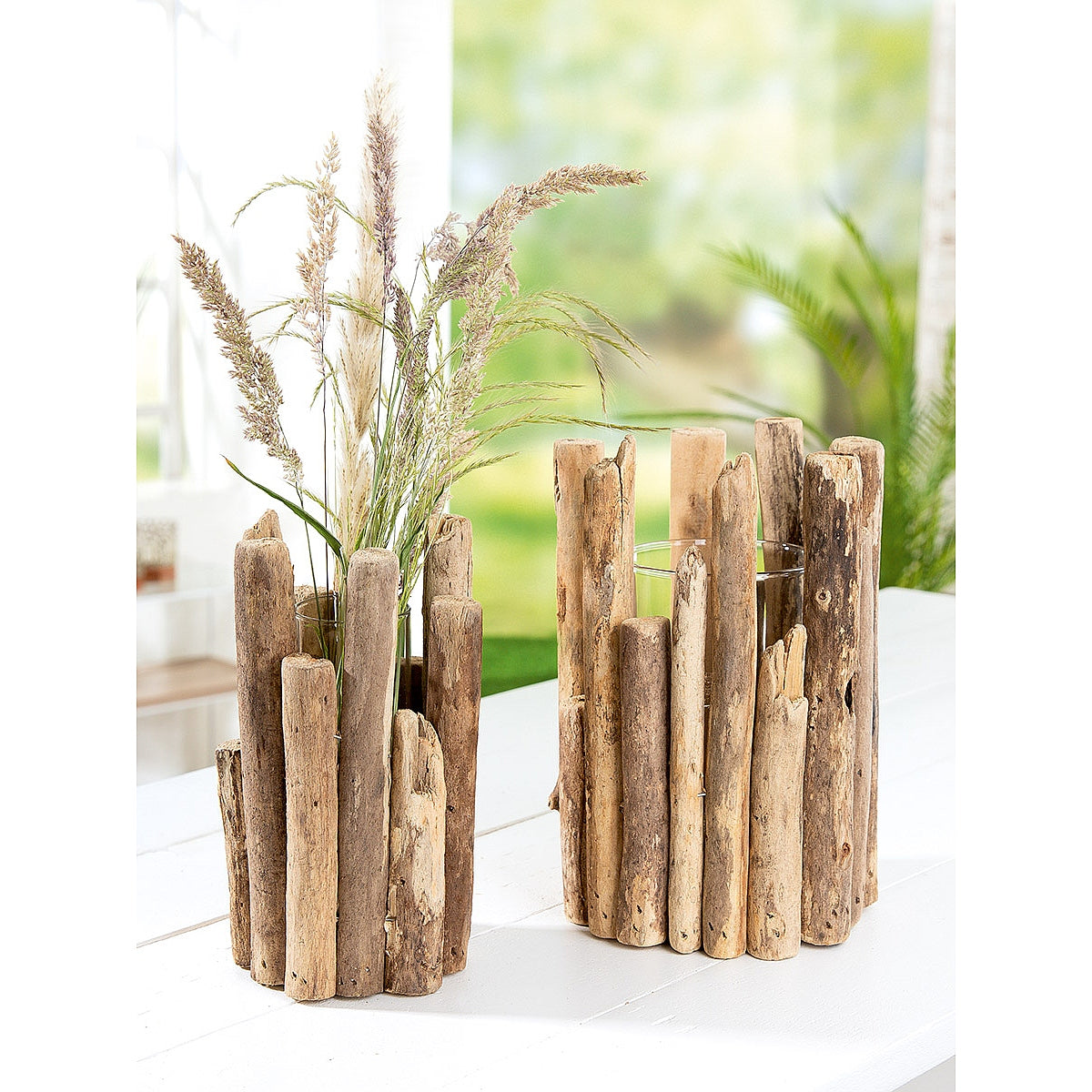 Διακοσμητικό Σύνθεση Βάζο σε Ξύλα Φυσικό Ξύλο 24εκ