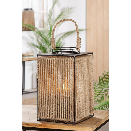 Φανάρι Μαύρο/Φυσικό Μέταλλο/Σχοινί 18x18x30