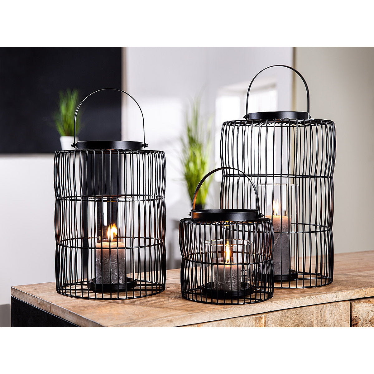 Φανάρι Κλουβί Μαύρο Μέταλλο 35εκ