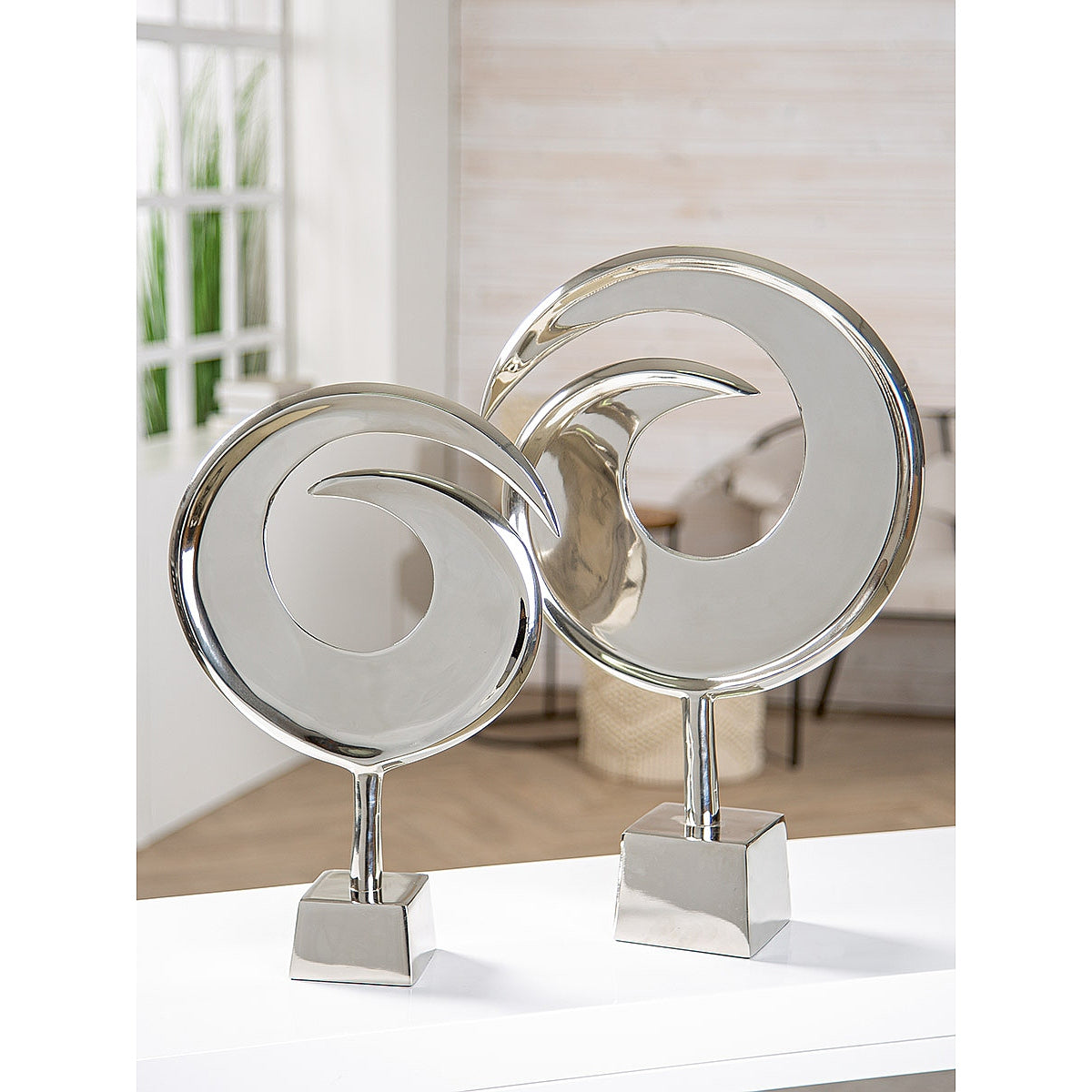 Διακοσμητικό Γυριστό Ασημί Αλουμίνιο 9x29x39