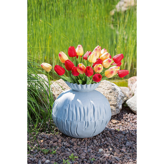 Βάζο Τσαλακωμένο Λευκό Μέταλλο 22εκ