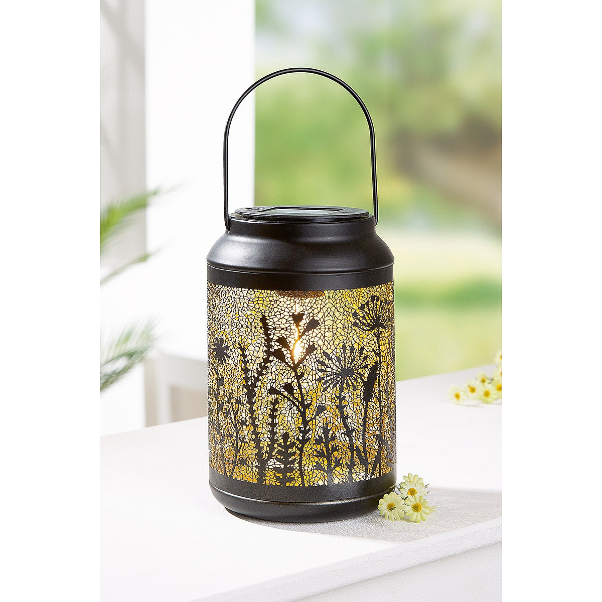 Φανάρι Ηλιακό LED Καφέ Μέταλλο 27εκ