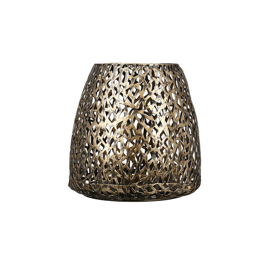 Φανάρι με Διακόσμηση Λουλούδια Αντικέ Χρυσό Μέταλλο 11εκ