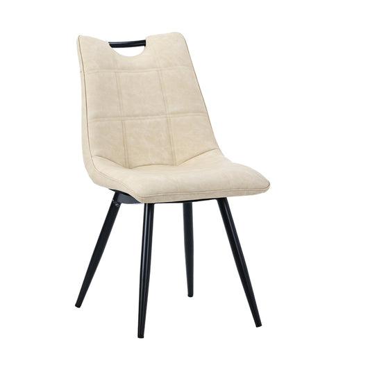 Καρέκλα Nely PU Ανοιχτό Μπεζ-Πόδι Μαύρο Μέταλλο 45X61X85