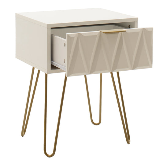 Κομοδίνο Isla Χρώμα Λευκό Painting-Χρυσό 42x35x55