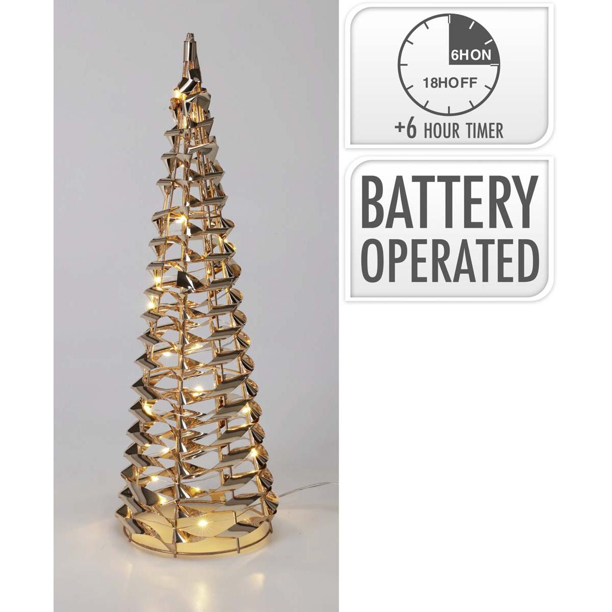 Δέντρο Κώνος 30 LED Μέταλλο Χρυσό 12x40εκ