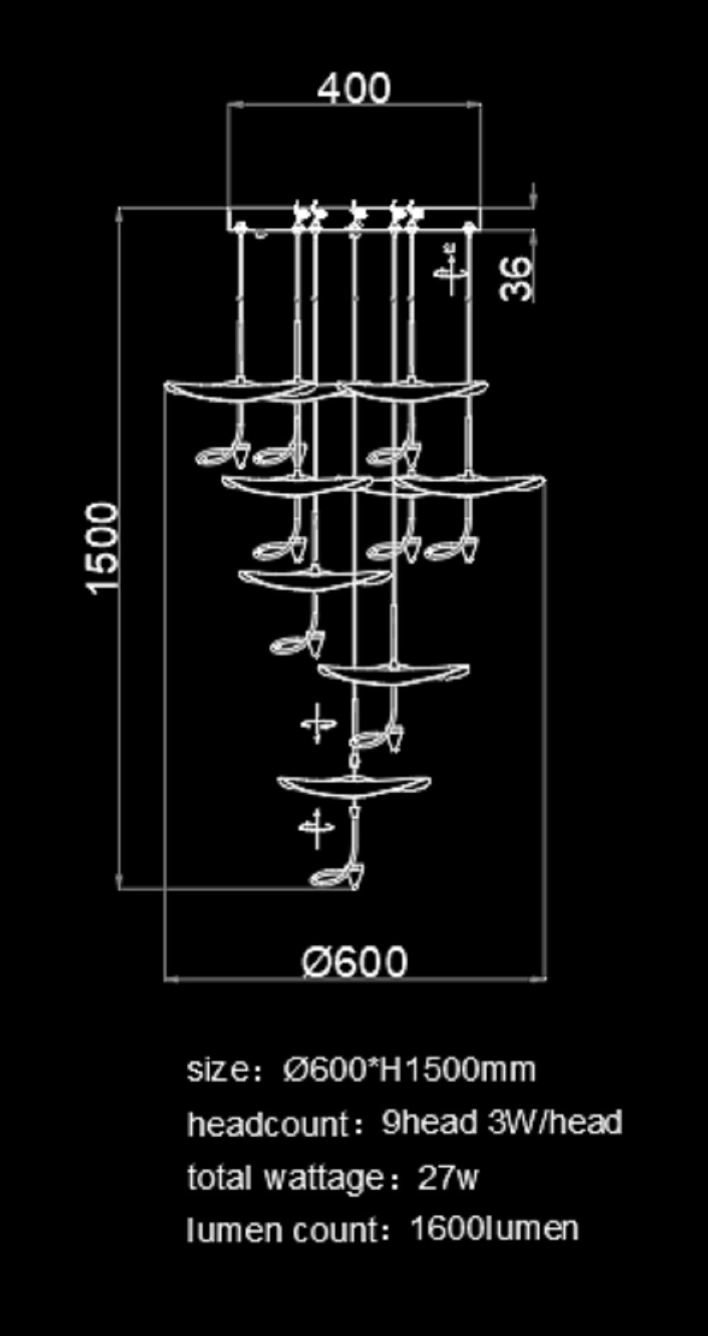 PDC 1290-9 ΠΟΛΥΦΩΤΟ ΜΠΡΟΥΤΖΙΝΟ LED ΜΕ ΦΥΛΛΑ ΝΟΥΦΑΡΑ ΧΡΥΣΑ Φ60x150