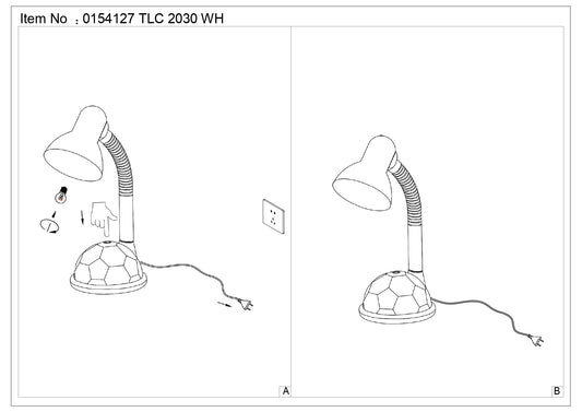 TLC 2030 WH ΠΟΡΤΑΤΙΦ ΓΡΑΦΕΙΟΥ ΛΕΥΚΟ ΜΕ ΒΑΣΗ ΜΠΑΛΑ ΠΟΔΟΣΦΑΙΡΟΥ 1xΕ27 Φ15x35