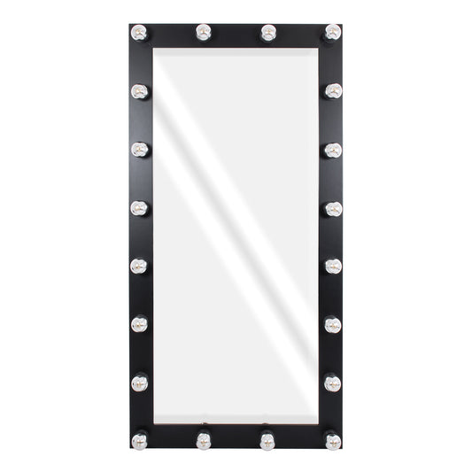 MAKEUP MIRROR-160x80-5 Μοντέρνος Καθρέπτης Μακιγιάζ με Πλαίσιο Φυσικού Ξύλου με Διακόπτη On/Off 20 x E27 AC220-240V - Μ80 x Π7 x Υ160cm - Μαύρος Έβενος