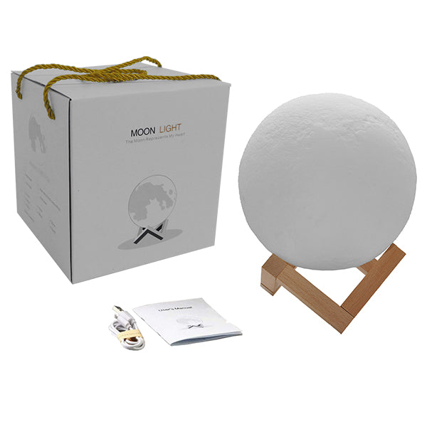 Επαναφορτιζόμενο Διακοσμητικό Ανάγλυφο Φωτιστικό Αφής 3D Moon 20cm RGBW Ντιμαριζόμενο με Ασύρματο Χειριστήριο 07030