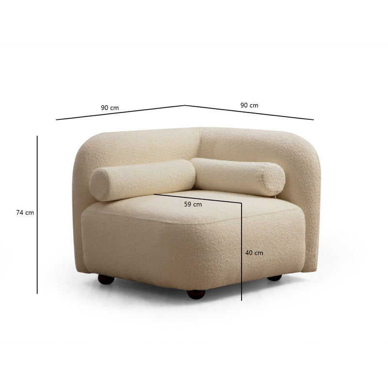 Πολυθρόνα Tranquil Ύφασμα Μπουκλέ Κρεμ 90x90x74