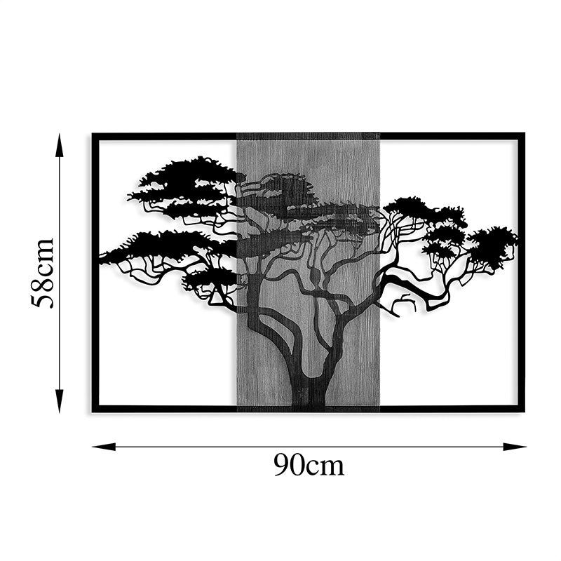 Διακοσμητικό Τοίχου Leroun Ξύλο Πεύκου σε Φυσική Απόχρωση με Μαύρο Μέταλλο 90x3x58