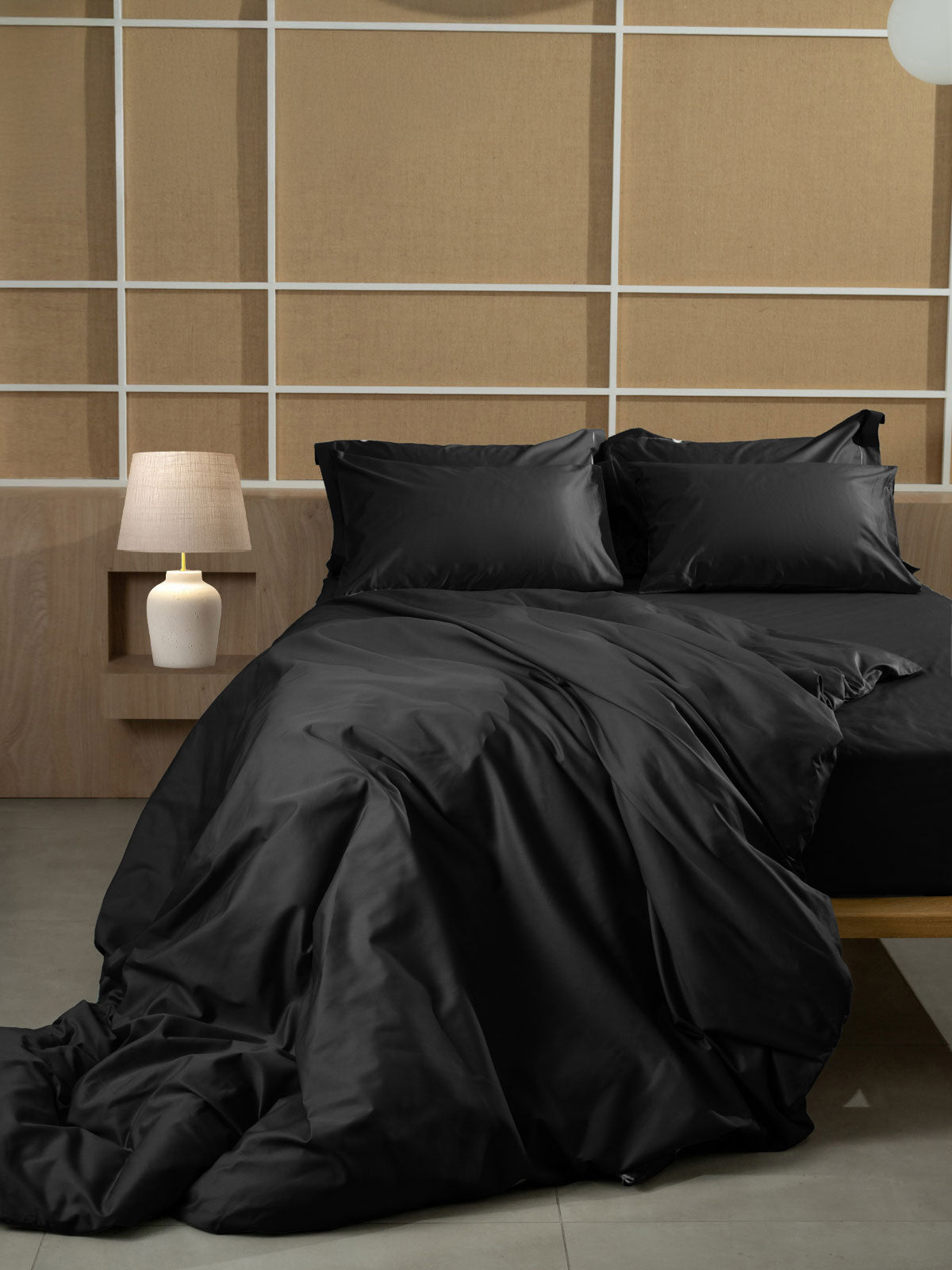 Μαξιλαροθήκες Βαμβακοσατέν Omnia Oxford Black 50x70εκ
