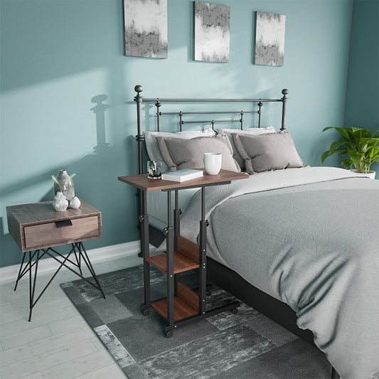 Βοηθητικό Τραπέζι Babs Τροχήλατο Καρυδί-Μαύρο 60x40x71-92