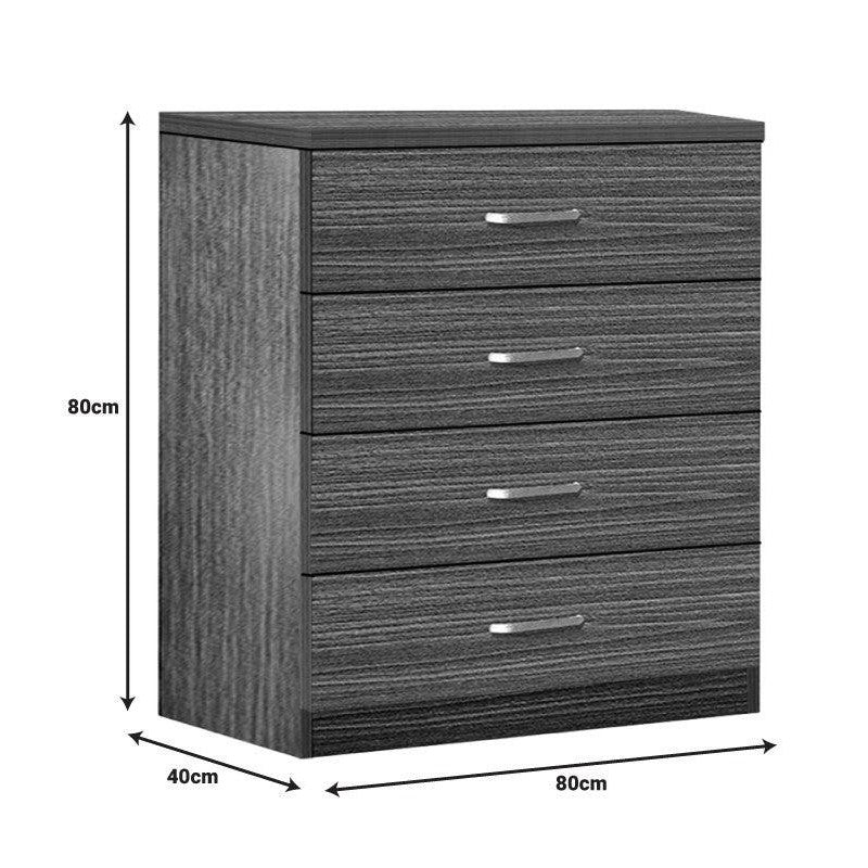 Συρταριέρα Killian με 4 Συρτάρια Μαύρο-Καρυδί 80x40x80