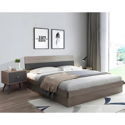 Κρεβάτι Daizy Διπλό Με Αποθηκευτικό Χώρο Ανοιχτό Καρυδί-Γκρι Μελαμίνης 150X200