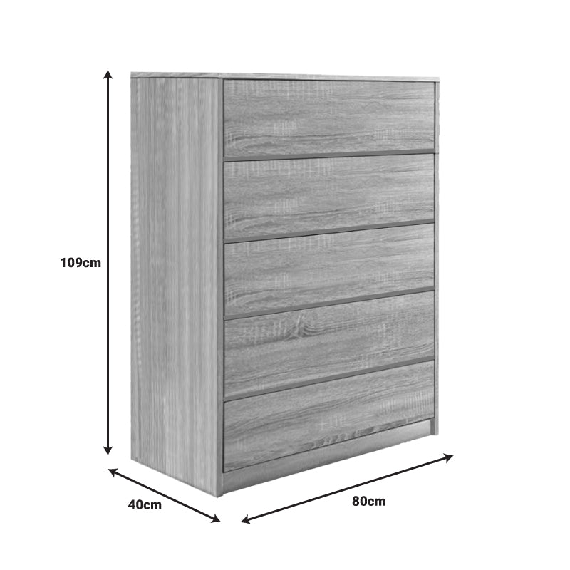 Συρταριέρα Kuanger MDF σε Φυσική Απόχρωση 80x40x109