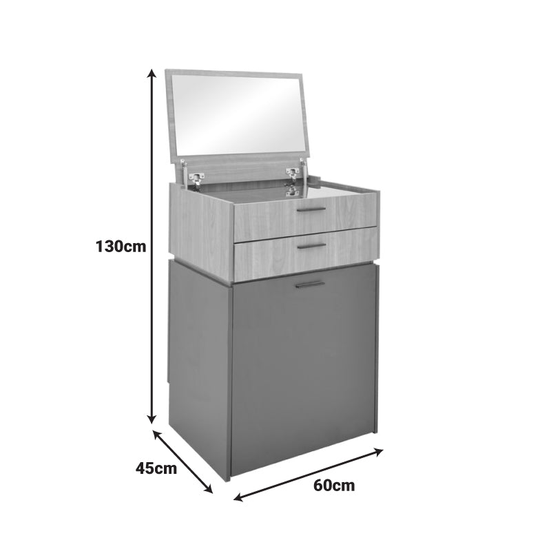 Τουαλέτα Κρεβατοκάμαρας Sonlen Ανθρακί-Ανοιχτό Καρυδί 60x45x130