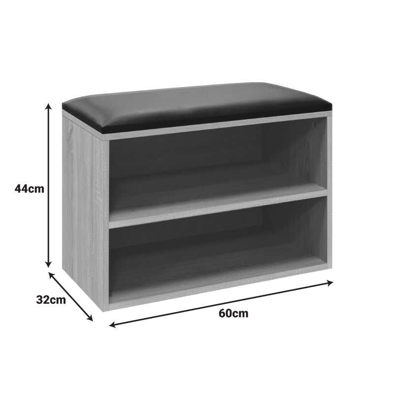 Παπουτσοθήκη-Σκαμπό Kiana 4 Ζεύγων με Μαξιλάρι σε Καρυδί Απόχρωση 60x32x44