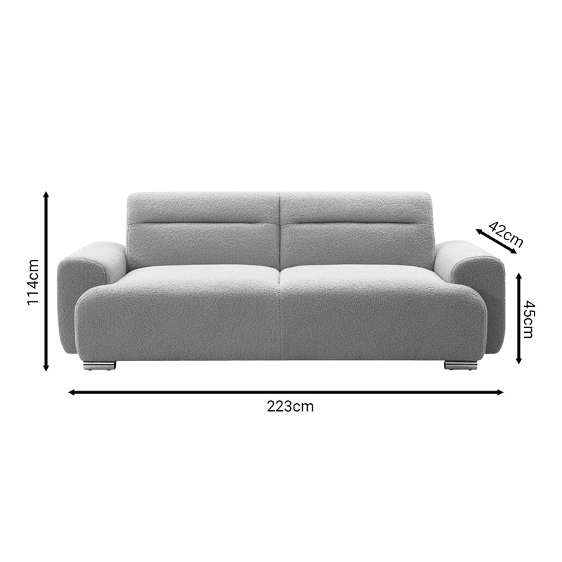 Καναπές Τριθέσιος Harmonious Μπουκλέ Μπεζ 223x42x114