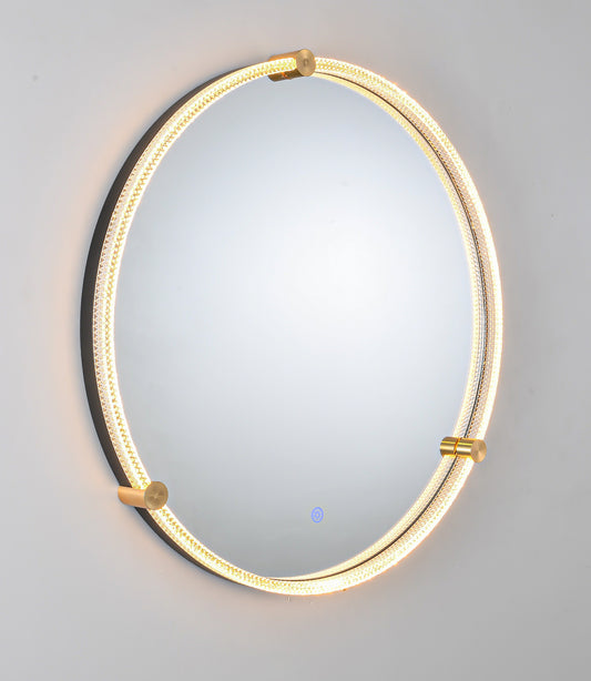 MIC-04 ΚΑΘΡΕΠΤΗΣ ΑΒ ΣΤΡΟΓΓΥΛΟΣ ΟΞΥΝΤΕ ΠΙΑΣΤΡΑΚΙΑ ΔΙΑΚΟΣΜΗΤΙΚΑ LED ΦΩΤΙΣΜΟΣ TOUCH Φ60εκ