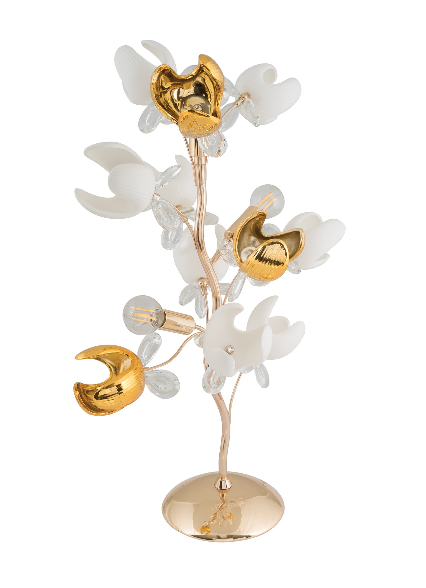 TLC 780-3 ΕΠΙΤΡΑΠΕΖΙΑ ΛΑΜΠΑ ΜΕ ΧΡΥΣΕΣ ΚΑΙ ΛΕΥΚΕΣ ΤΟΥΛΙΠΕΣ 3xΕ14 Φ35x63