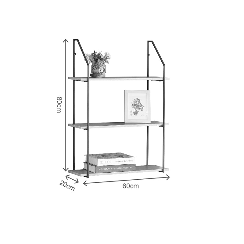 Ραφιέρα Τοίχου Fema Oak με Μαύρο Μέταλλο 60x20x80
