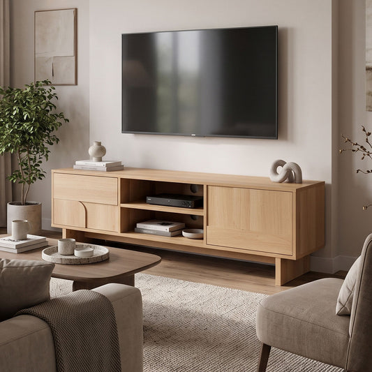 Έπιπλο Τηλεόρασης Jenfia MDF σε Φυσική Απόχρωση 150x39x45,5
