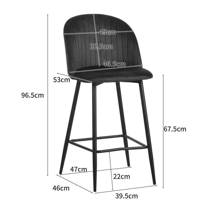 Σκαμπό Μπαρ Barow Βελούδο σε Σάπιο Μήλο Απόχρωση με Μαύρα Μεταλλικά Πόδια 53x46.5x96