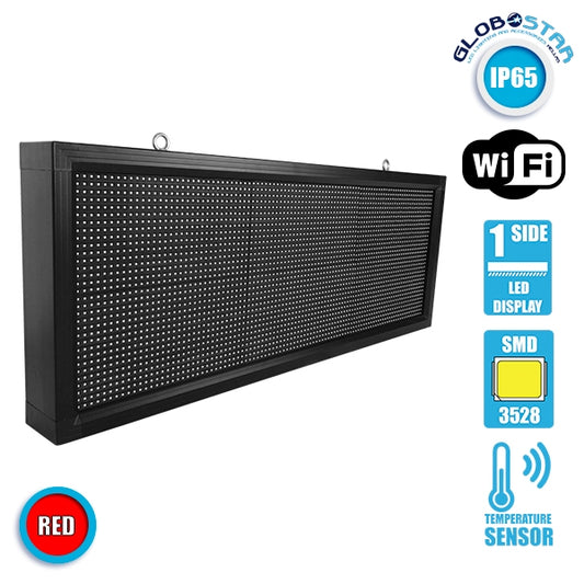 90271 Κυλιόμενη Ψηφιακή Επιγραφή P10 LED SMD AC 220-240V με Wi-Fi - Αδιάβροχή IP54 - Μονής Όψης - Μ104 x Π9 x Υ40cm Κόκκινο