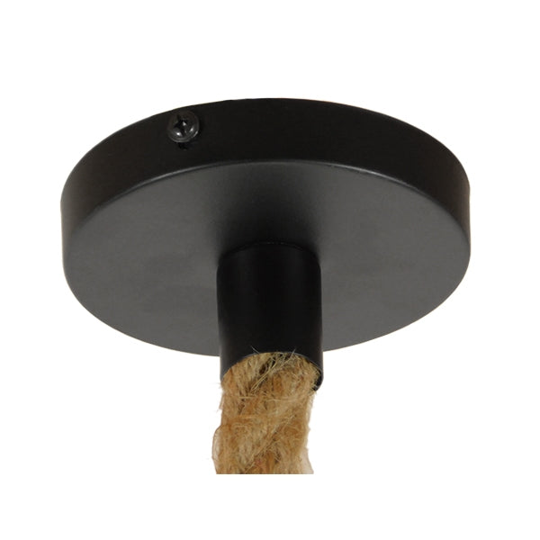 BRADLEY 10001329 Vintage Industrial Κρεμαστό Φωτιστικό Οροφής Μονόφωτο 1 x E27 Πλέγμα με Μπεζ Σχοινί Φ42 x Υ42cm