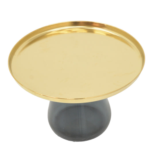 Βοηθητικό Τραπέζι Lafo Χρυσό Χρώμιο-Μαύρο Γυαλί Φ60x42