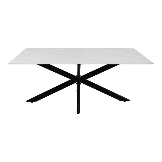 Τραπέζι Bethan Sintered Stone Λευκό-Μαύρα Μεταλλικά Πόδια 180x90x75