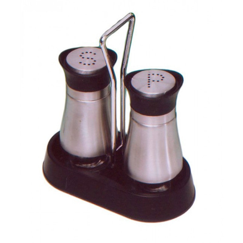 Αλατοπίπερο με Βάση Γυάλινο/Ανοξείδωτο Ασημί/Μαύρο 16x8x15