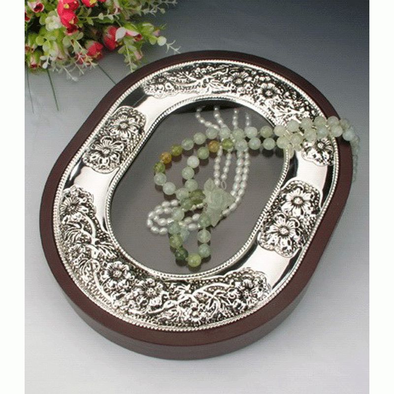 Στεφανοθήκη Ξύλινη/Ασημένια Ασημί/Καφέ 31x25x5