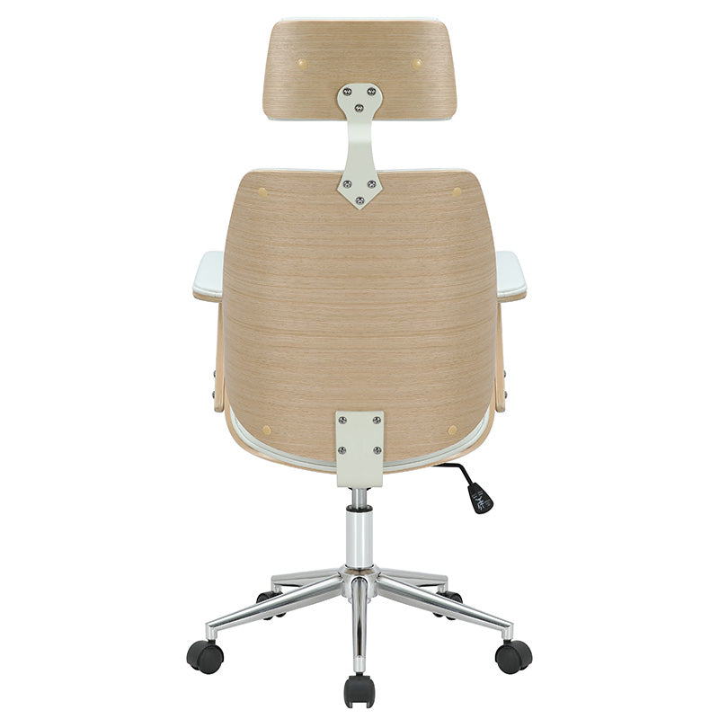 Καρέκλα Γραφείου Διευθυντή Fern PU Λευκό-Ξύλο Φυσικό