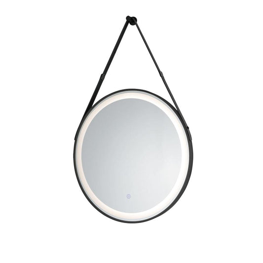 MIC-02 ΚΑΘΡΕΠΤΗΣ BK ΣΤΡΟΓΓΥΛΟΣ ΔΕΡΜΑΤΙΝΟ ΛΟΥΡΙ LED ΦΩΤΙΣΜΟΣ TOUCH Φ60εκ