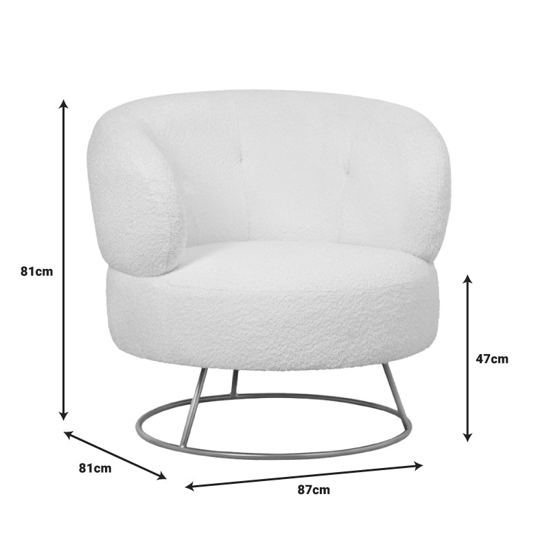 Πολυθρόνα Connie Κρεμ Μπουκλέ Ύφασμα-Πόδι Χρυσό Μέταλλο 87x81x81