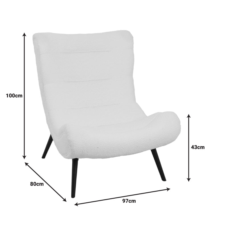 Πολυθρόνα-Μπερζέρα Silla Μπουκλέ Ύφασμα σε Λευκή Απόχρωση 97x80x100