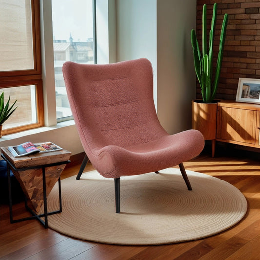 Πολυθρόνα-Μπερζέρα Silla Μπουκλέ Ύφασμα σε Σάπιο Μήλο Απόχρωση 97x80x100