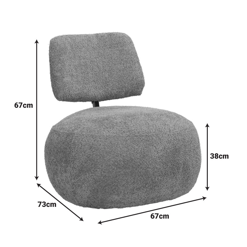 Πολυθρόνα Stonie Μπουκλέ Ύφασμα σε Σάπιο Μήλο Απόχρωση 67x73x67