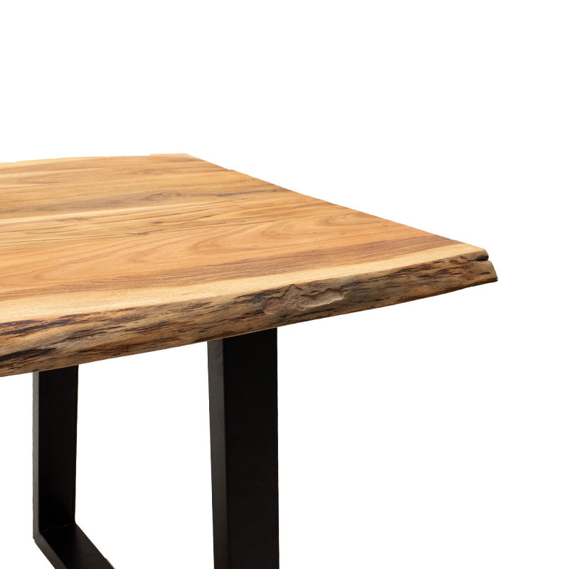 Τραπέζι Miles Μασίφ Ξύλο 4εκ Φυσικό-Πόδι Μαύρο 160X90X79