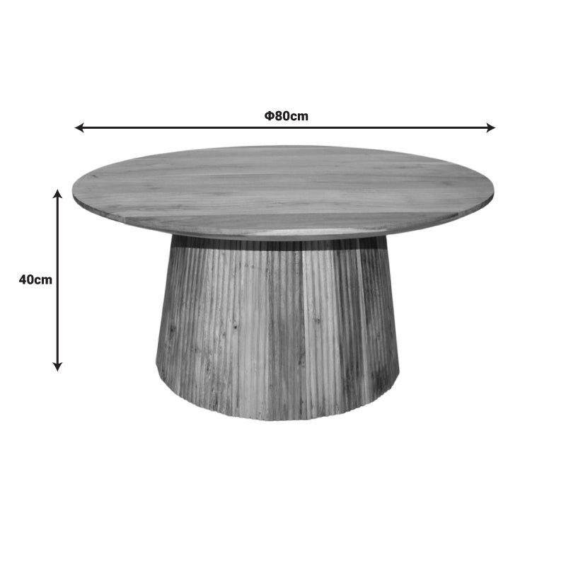 Τραπέζι Σαλονιού Canicule I Μασίφ Ξύλο Ακακίας σε Φυσική Απόχρωση Φ80x40