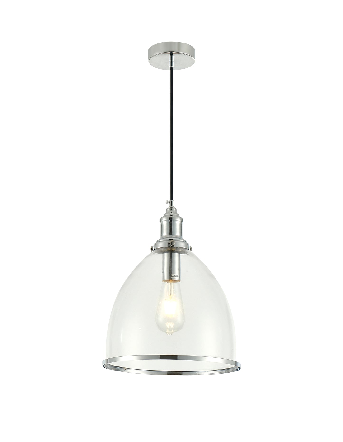 PDC 1491 CR 1/Φ ΔΙΑΦΑΝΗ ΓΥΑΛΙΝΗ ΚΑΜΠΑΝΑ ΜΕ ΜΠΟΡΝΤΟΥΡΑ ΑΣΗΜΙ 1xΕ27 Φ28x(35-120)