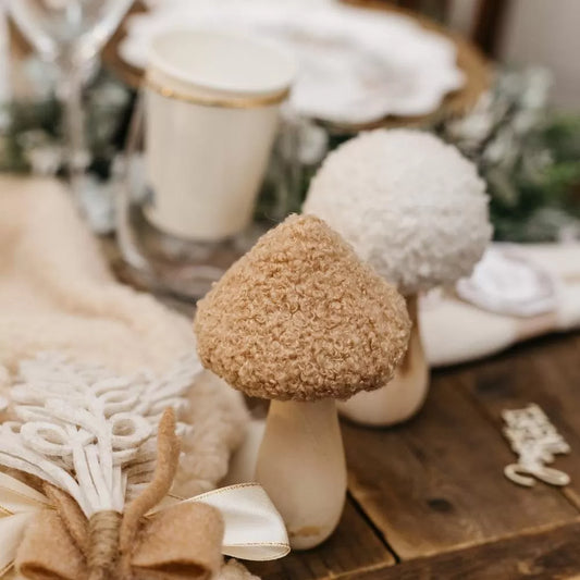 Μανιτάρι Ξύλινο Μπουκλέ Μπεζ 8x8x14