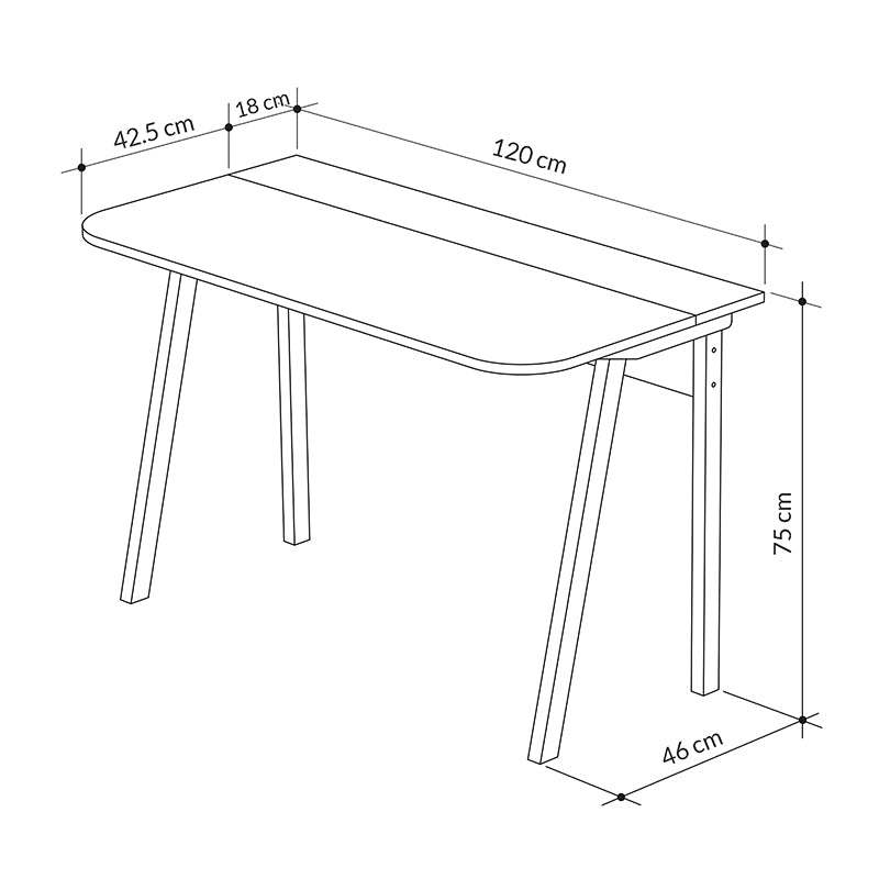 Γραφείο Εργασίας Malia Λευκό-Φυσικό-Ανθρακί Antique 120x60.5x75